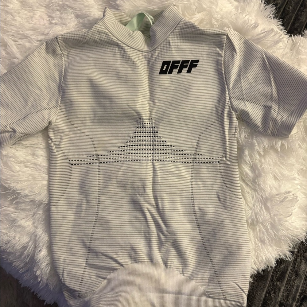 Off-White Striped White and Gray Top